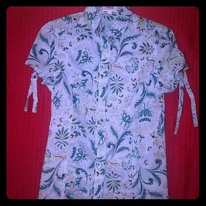 Button down short sleeve blouse